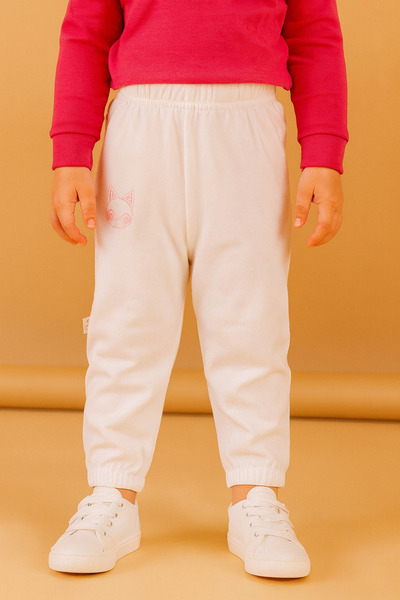 KESKİN BEBE بنطلون رياضي قطني أبيض للأطفال