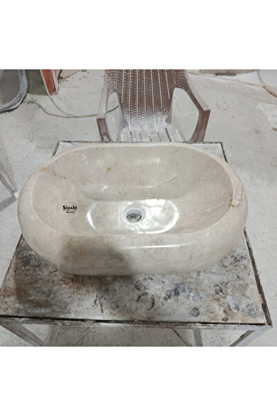 Genel Markalar Bej Mermer Bombeli Kayık Lavabo