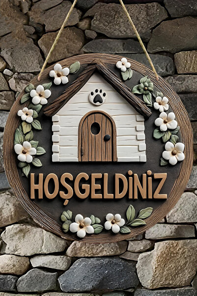 kutuTR Hoş Geldiniz Çiçekli Ev UV BASKI 3D GÖRÜNÜMLÜ MDF Kapı Süsü – 33 cm | Askılı, Silinebilir KS011