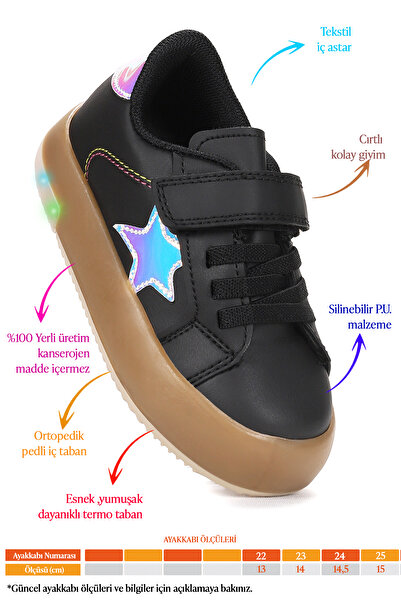KARAMAZI Rena Daily Velcro Lighted Baby Girl Sports Shoes