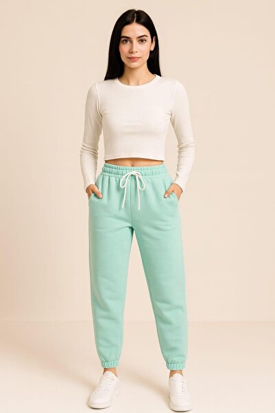 Pemilo Pantaloni de sport pentru femei, cu 3 buzunare, VERDE