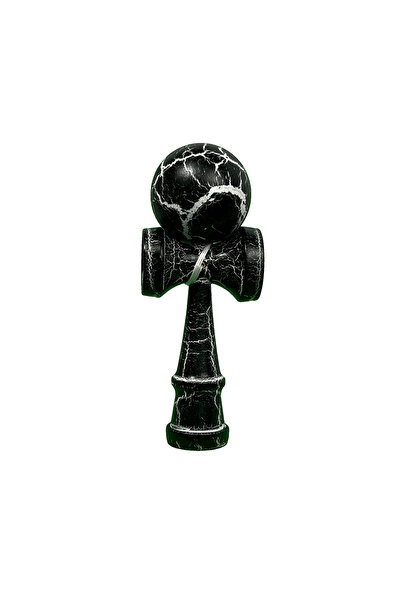 Berbis Kendama X Originala - Jucarie din Lemn, 18 cm, Model Cracked Negru-Alb