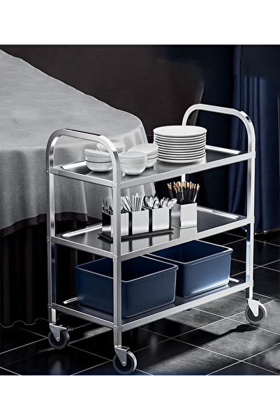 Cady One 3-Tier Stainless Steel Serving Trolley, Silver