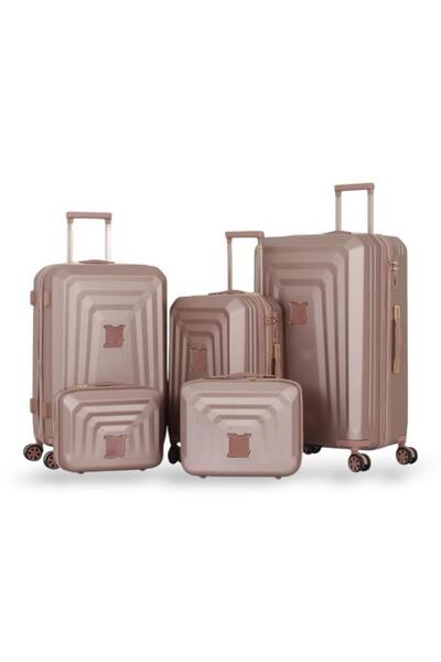 DİMA Dabsh Bride Travel Bag Set - 5 pieces, including 3 trolley bags and 2 makeup bags - with double covers - and an expansion zipper