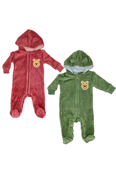 Winnie The Pooh Baby fleece jumpsuit 0-12 months, warm with hood and zipper, soft material, Disney