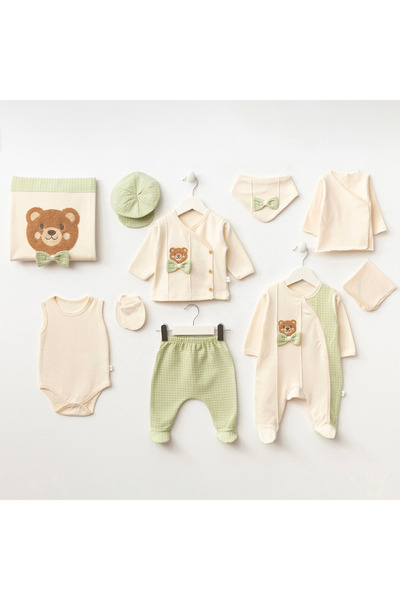 Alya&Alin Baby Male 0-3 Months Teddy Bear 10-Piece Hospital Discharge Set