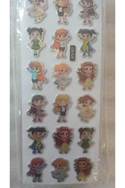 BADE TOYS Sparkly STICKERS PonPON Kız Temalı Kabartma Stıcker 2 Kartela