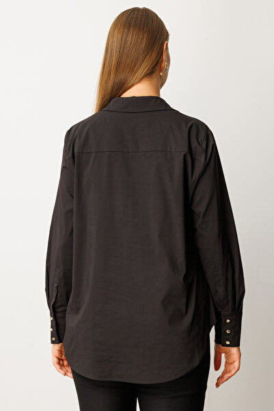 Ekol Buttoned Front Polo Collar Shirt 3549-26K Black