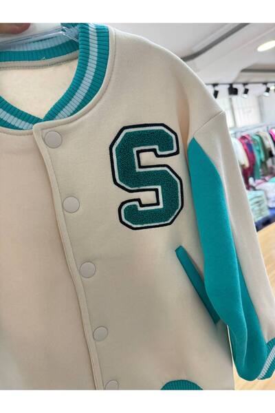 La ciel Paris Hei Unisex Дитячий бавовняний білий турецький бомбер-куртка з аплікацією літери S