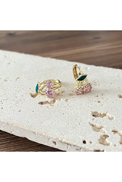 ATELİER GİZEM Xuping kararmaz gold çelik kiraz çocuk küpesi