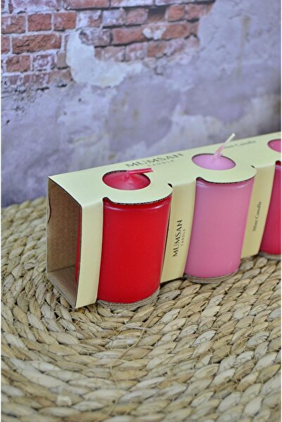 Mum ve Parafin Silindir Mumu 3 lü Baton Mum 50mm Çap 70 mm Boy Gövde boya Geçişli Renkli Baton Mum (3’lü Hediyelik