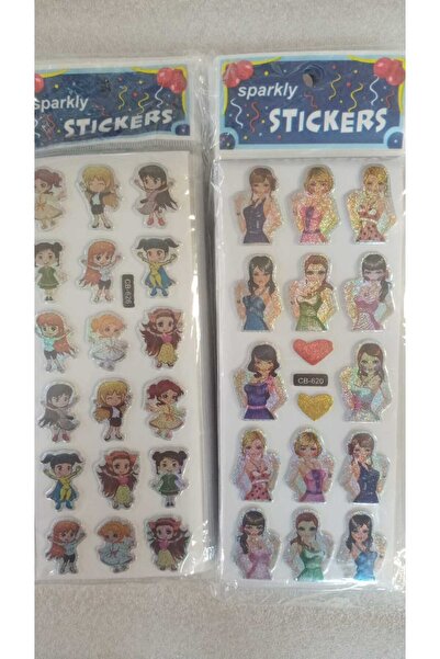 BADE TOYS Sparkly STICKERS PonPON Kız Temalı Kabartma Stıcker 2 Kartela