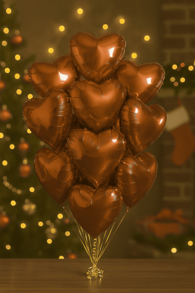 ENG PARTİ DÜNYASI Heart Foil Balloon Brown 18 Inch |   10 Pieces |