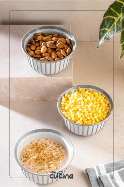 Stile Cucina Linea 3-Piece Practical Snack Bowl Gray 500 ml