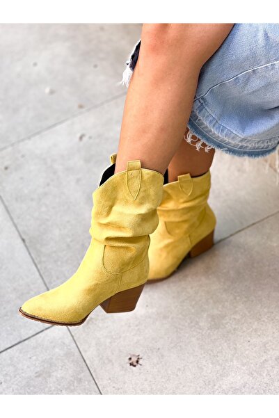 BERFONA TOKYO SARI DANA SÜET 6 CM TOPUKLU DALLAS BOT BOTTİE