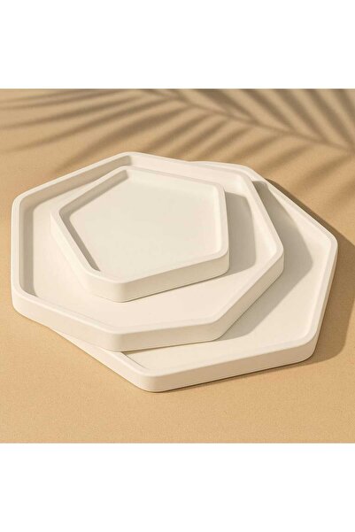 Karra Art Σετ Διακοσμητικών Πιάτων από Σκυρόδεμα Ακανόνιστου Σχήματος 3 τεμαχίων Γκρι Λευκό