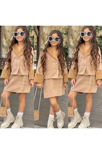 zavera for kids Set dublu pentru fete, jachetă cu detalii din pluș - fustă - ...