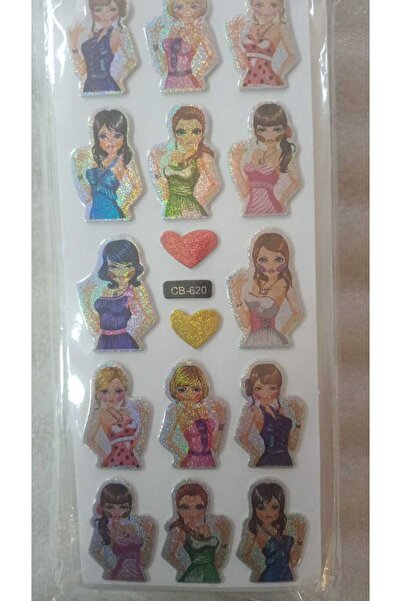BADE TOYS Sparkly STICKERS PonPON Kız Temalı Kabartma Stıcker 2 Kartela