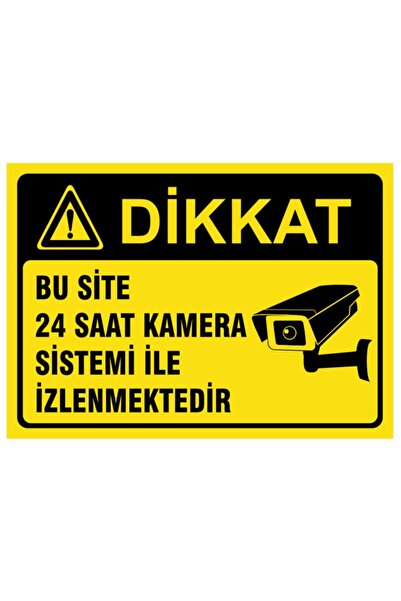 ünalgrup 24 Saat Kamera ile İzlenmektedir Uyarı Levhası 25x35 cm PVC İkaz Tab...