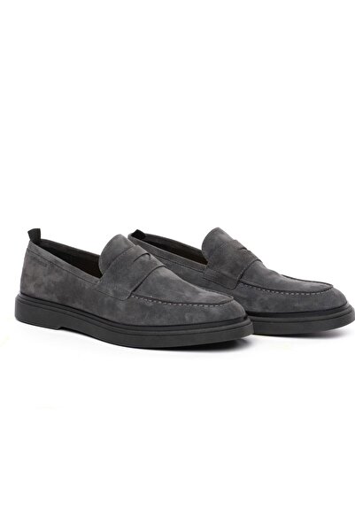 Greyder 18493 Füme Hakiki Deri Erkek Loafer Ayakkabı