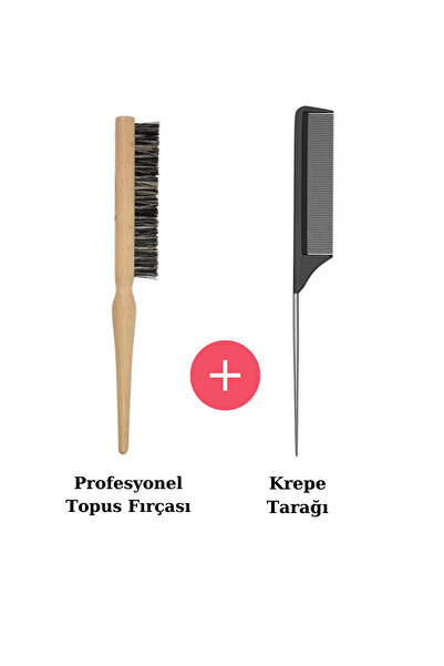 Nofella Profesyonel Topuz Fırçası ve Çelik Saplı Krepe Tarağı