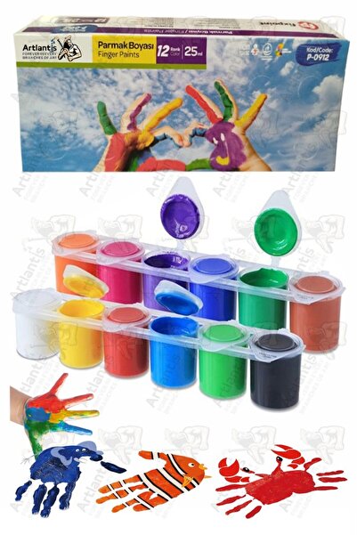 Artlantis Parmak Boya 12 Renk 1 Adet Fix Point 25 ml 12 li Parmak Boyası Resi...