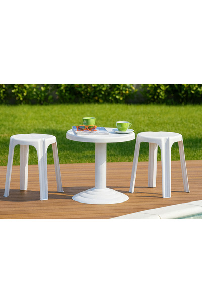 adba Yuvarlak Plastik Sehpa 50x45 cm Demonte – Balkon, Bahçe ve Ev Kullanımı