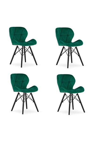 Artool Set de 4 scaune în stil scandinav, Artool, Lago Velvet, catifea, lemn,...