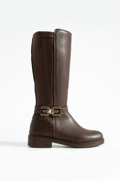 Neva'nın Butiği Heli̇na Women's Full-Length Boots with Buckle Detail
