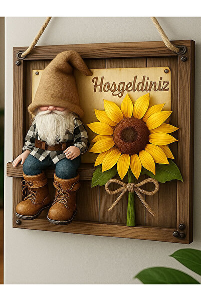 Custox “hoşgeldiniz” Yazılı Retro Tarz Ahşap Kapı Süsü – 21x21 Cm –