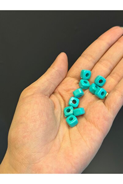 Gönülden Tasarım 10-парчен комплект от тюркоазени пластмасови бижута 1 см