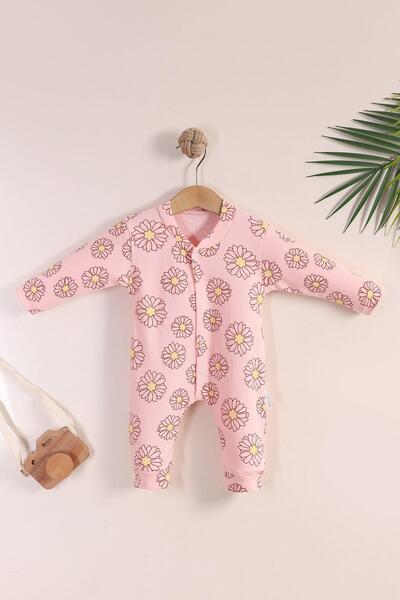 kidello Salmon Floral Baby Girl Jumpsuit