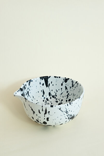 Beige & Stone Ceramic Matte Black Speckled Matcha Bowl and Whisk Holder Set