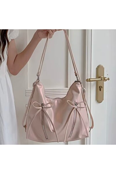 RED VELVET Double Sided Zipper Butterfly Knotted Shoulder Bag