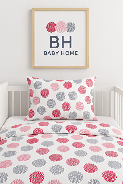 BH BABY HOME 100% Cotton Baby Duvet Cover Set – Red & Gray Pattern 80X120Cm