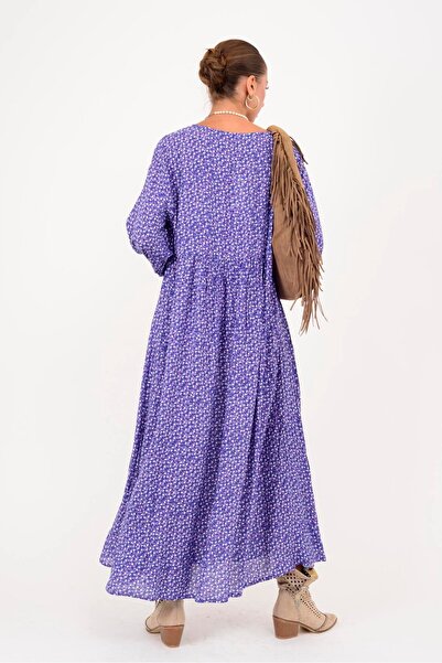 Park Moda An10494 Tassel Detailed Crisp Floral Pattern Dress