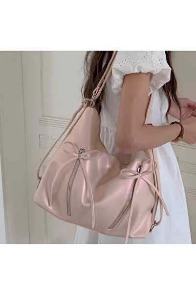 RED VELVET Double Sided Zipper Butterfly Knotted Shoulder Bag