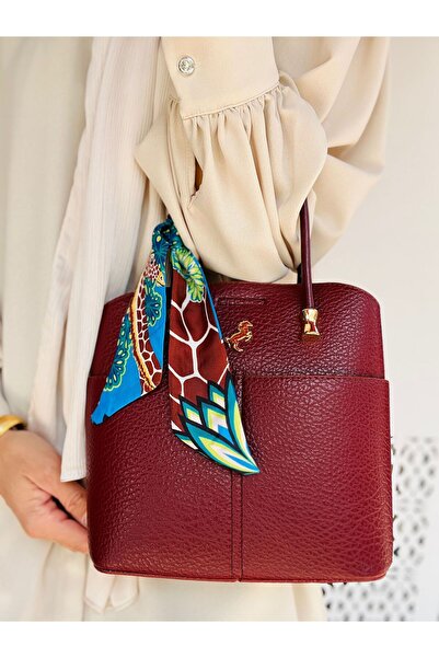 Çanta Trend Miami Polo Clup 5 Compartment Women's Bag with Scarf Accessory and Hand and Shoulder Strap