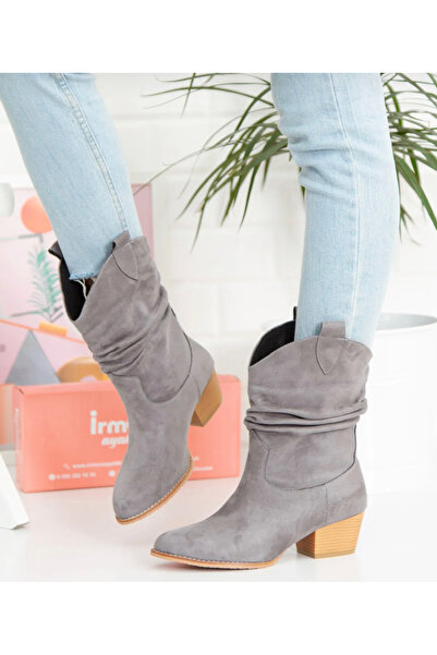 BERFONA TOKYO GRİ SÜET 6 CM TOPUKLU DALLAS BOT BOTTİE