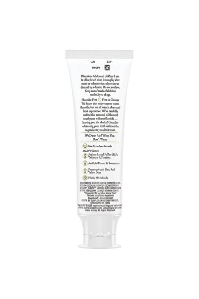Burt's Bees Toothpaste, Burt's Bees, Purely White, Zen Peppermint, Whitening Effect, No Synthetic Ingredients, F