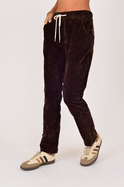 Park Moda 21993 Velvet Pants with Elastic Waist