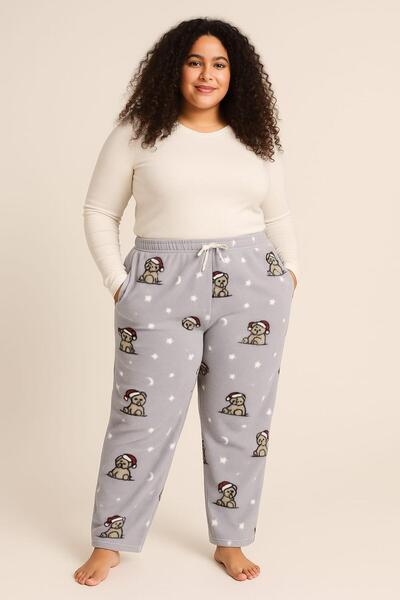 Pemilo Women's Plus Size 401 Pocket Fleece Single Bottom Gray