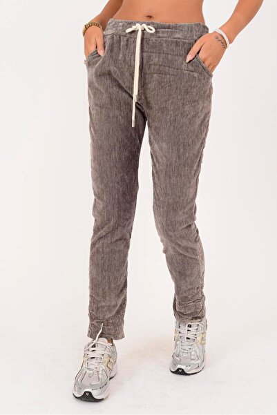 Park Moda 21993 Velvet Pants with Elastic Waist