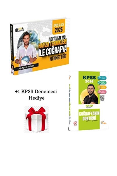 Doktrin Yayınları 2026 KPSS AGS Eğit Akademi Hafıza Teknikleriyle Coğrafya ve Soru Bankası (2 Adet)+KPSS Deneme Hediye
