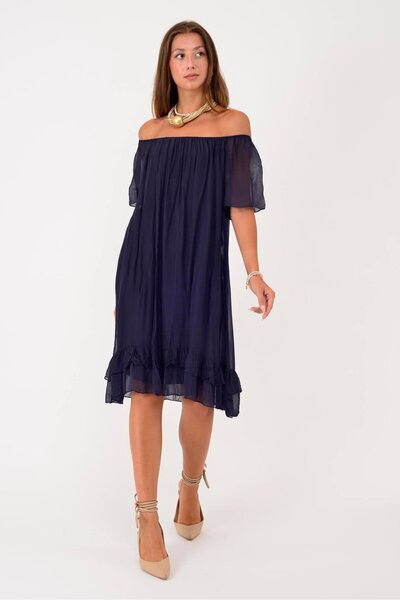Park Moda 9606 MADONNA YAKA KISA İPEK ELBİSE