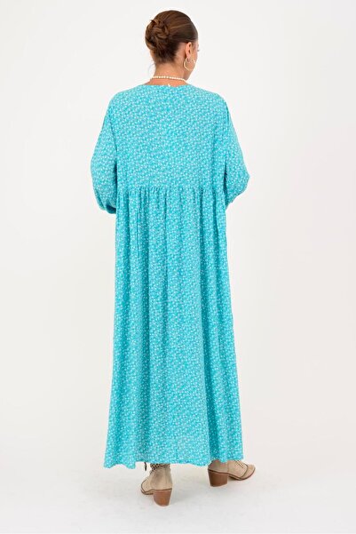 Park Moda AN10494 PÜSKÜL DETAYLI ÇITIR ÇİÇEK DESEN ELBİSE