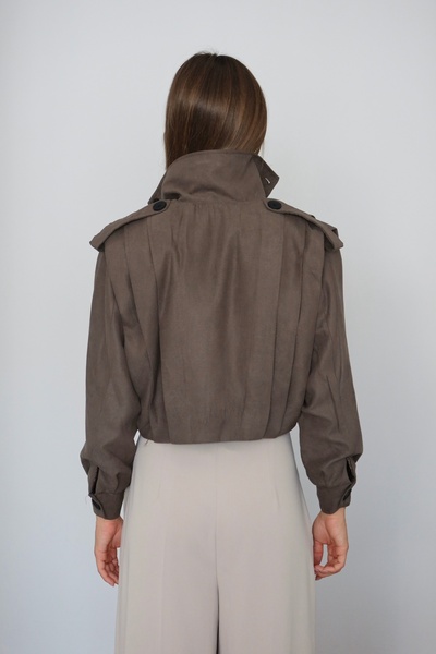 FEHUBLOOM Women's Khaki Bomber Suede Jacket