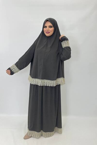 ALDAİR Double Piece Women's Hijab Embroidered Prayer Dress Anti-Sweat Prayer Clothing