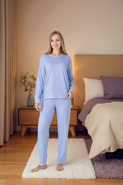 DOLCE KİDS Small Heart Printed Oversize Long Sleeve Cotton Comfortable Women'...