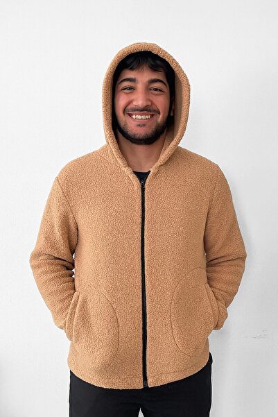 MİLAYS LİFE HOME COLLECTİON Men's Welsoft Lamb Jacket with Pockets, Hood and Zipper